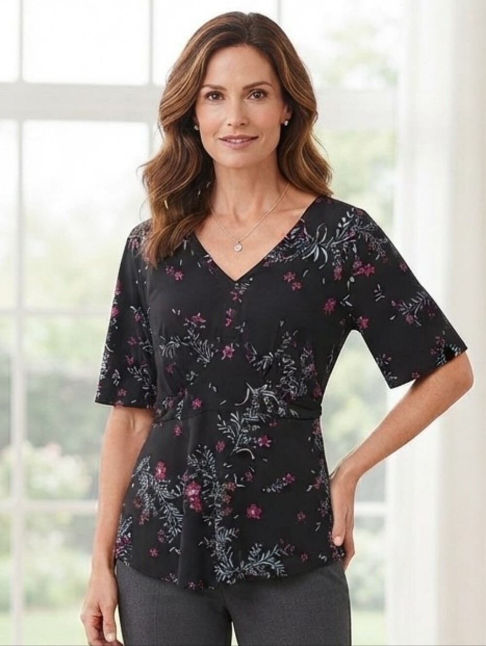 torrid Large Black Top with Subtle Purple Detail